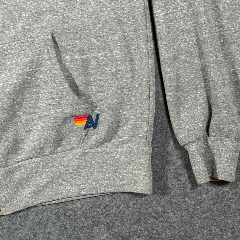 Aviator Nation Mens 5-Stripe Zip Up Hoodie Heather Grey Rainbow Size M NWOT - Picture 4 of 8